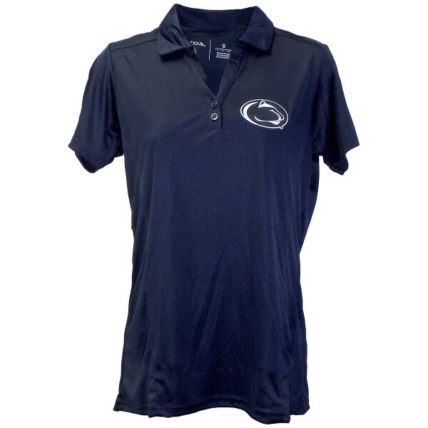 women's navy polo with stitched Penn State Athletic Logo on left chest